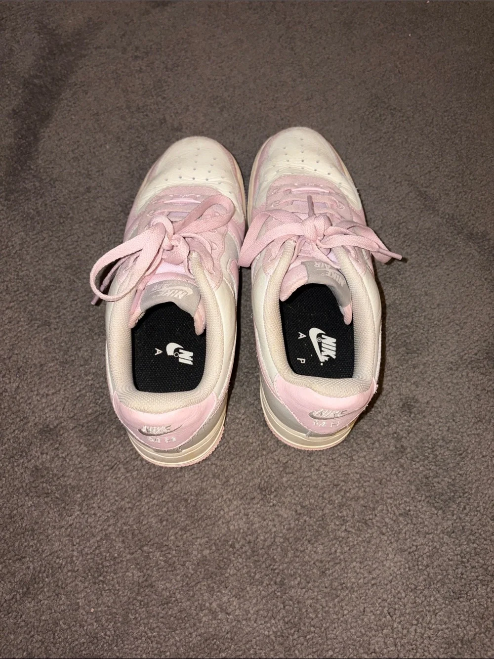Custom (well loved) Nike Air Force 1 Low in Pink and White